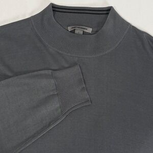 Johnston & Murphy 100% Silk Mock Neck Knit Sweater Charcoal Gray Mens Large